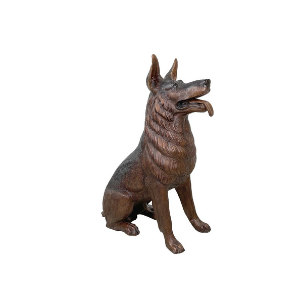 Sitting German Shepherd Dog Bronze Statue Memorial Sculpture